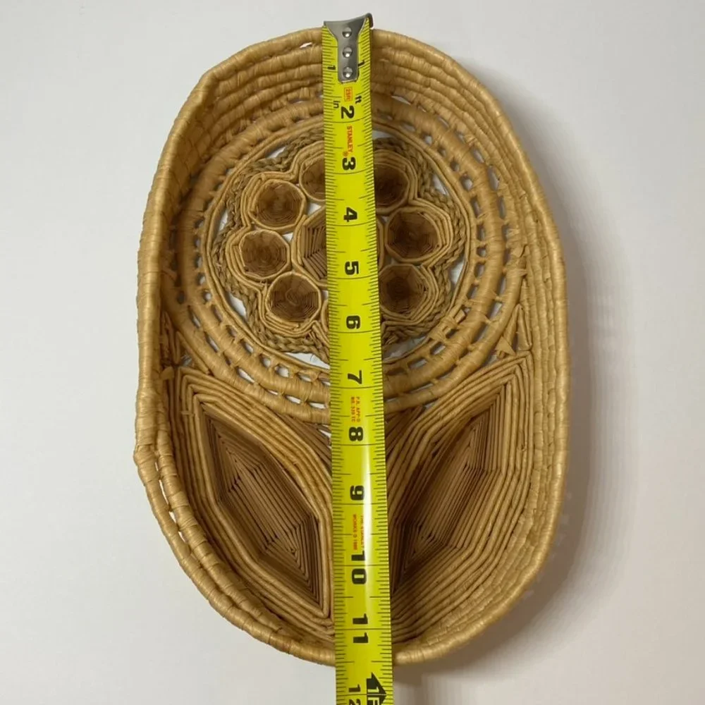 Vintage Woven Daisy Flower Rattan Basket Home Decor